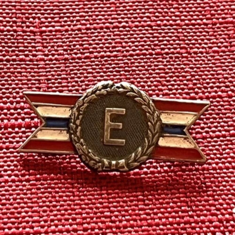 Vintage WWII Army Navy Production Award Sterling Silver Pin E for Excellence